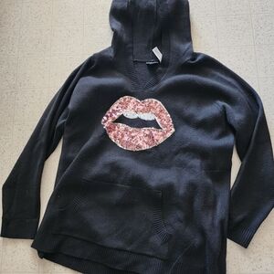 Torrid Black Hoodie with Pink Sequin Lips